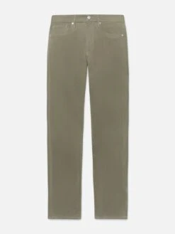 L'Homme Washed Military Olive – Sustainable Brushed Twill Slim Fit 5-Pocket Pants