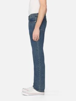 Modern Straight Jeans in Blue Lake – Mid-Rise Faded Stretch Denim 8 Modern Straight Jeans in Blue Lake – Mid-Rise Faded Stretch Denim -FRAME Clothing Shop LMSST469 BLUL 00903 jeans side image