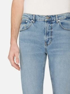 Dixon Modern Straight Leg Jeans in Light Blue Wash – Stretch Cotton Mid-Rise Denim -FRAME Clothing Shop LMSST889 DIXO 00413 jeans front detail image
