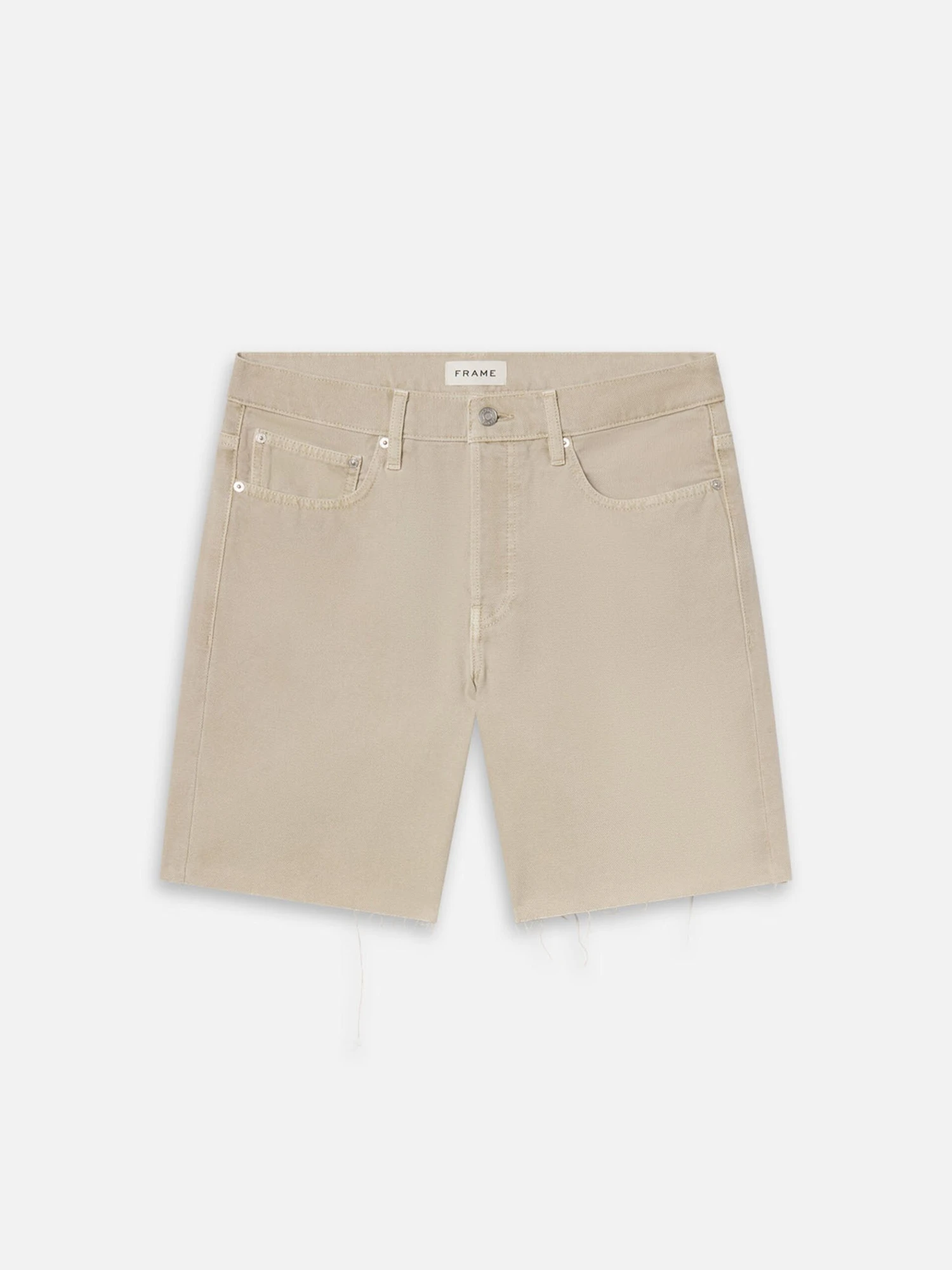 Men's Relaxed Fit Raw Hem Shorts in Beach Sand – Weathered Straight Leg Casual Shorts 1 Men's Relaxed Fit Raw Hem Shorts in Beach Sand – Weathered Straight Leg Casual Shorts