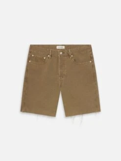Men's Relaxed Fit Light Brown Raw Hem Shorts – Casual Straight Leg Beach Style