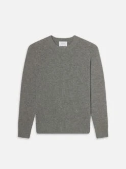 Gris Heather 100% Cashmere Crewneck Sweater – Modern Fit Classic Knitwear
