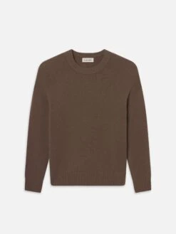 Latte Brown 100% Woolen Cashmere Crewneck Sweater – Classic Fit Men’s Knitwear