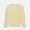 Premium 100% Cashmere Crewneck Sweater in Pale Yellow – Classic Fit Ribbed Detail Knit