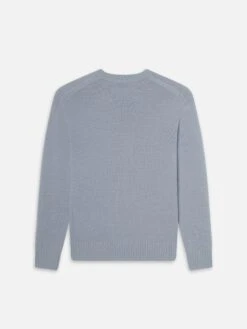 Smoky Blue 100% Woolen Cashmere Crewneck Sweater β Classic Fit Men's Knitwear 9 Smoky Blue 100% Woolen Cashmere Crewneck Sweater β Classic Fit Men's Knitwear -FRAME Clothing Shop LMSW0156 SBLU B V2