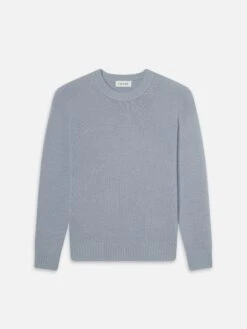 Smoky Blue 100% Woolen Cashmere Crewneck Sweater – Classic Fit Men's Knitwear