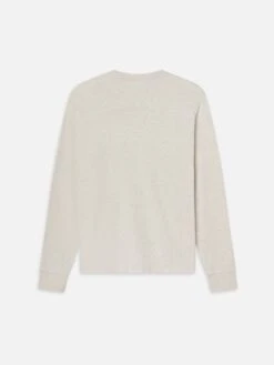 Duo Fold Men's Long Sleeve Crewneck Tee – Oatmeal Heather Double-Knit Vintage Weight -FRAME Clothing Shop LMTS0135 OMHR B V2 sweater back packshot image