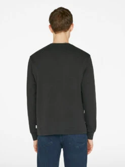 Men's Duo Fold Long Sleeve Crew Neck - Noir Black Double-Knit Premium Tee -FRAME Clothing Shop LMTS0242 NOIR FRSU23EC MENS DAY 02 0172HR crew back view