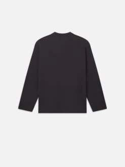 Duo Fold Dark Grey Long Sleeve Crew – Premium Double-Knit Vintage Weight Tee -FRAME Clothing Shop LMTS0377 DKGR B V2 shirt back packshot image