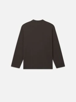 Duo Fold Long Sleeve Crew in Dark Taupe β Premium Double-Knit Textured Tee 5 Duo Fold Long Sleeve Crew in Dark Taupe β Premium Double-Knit Textured Tee -FRAME Clothing Shop LMTS0377 DRKT B V2 shirt back packshot image