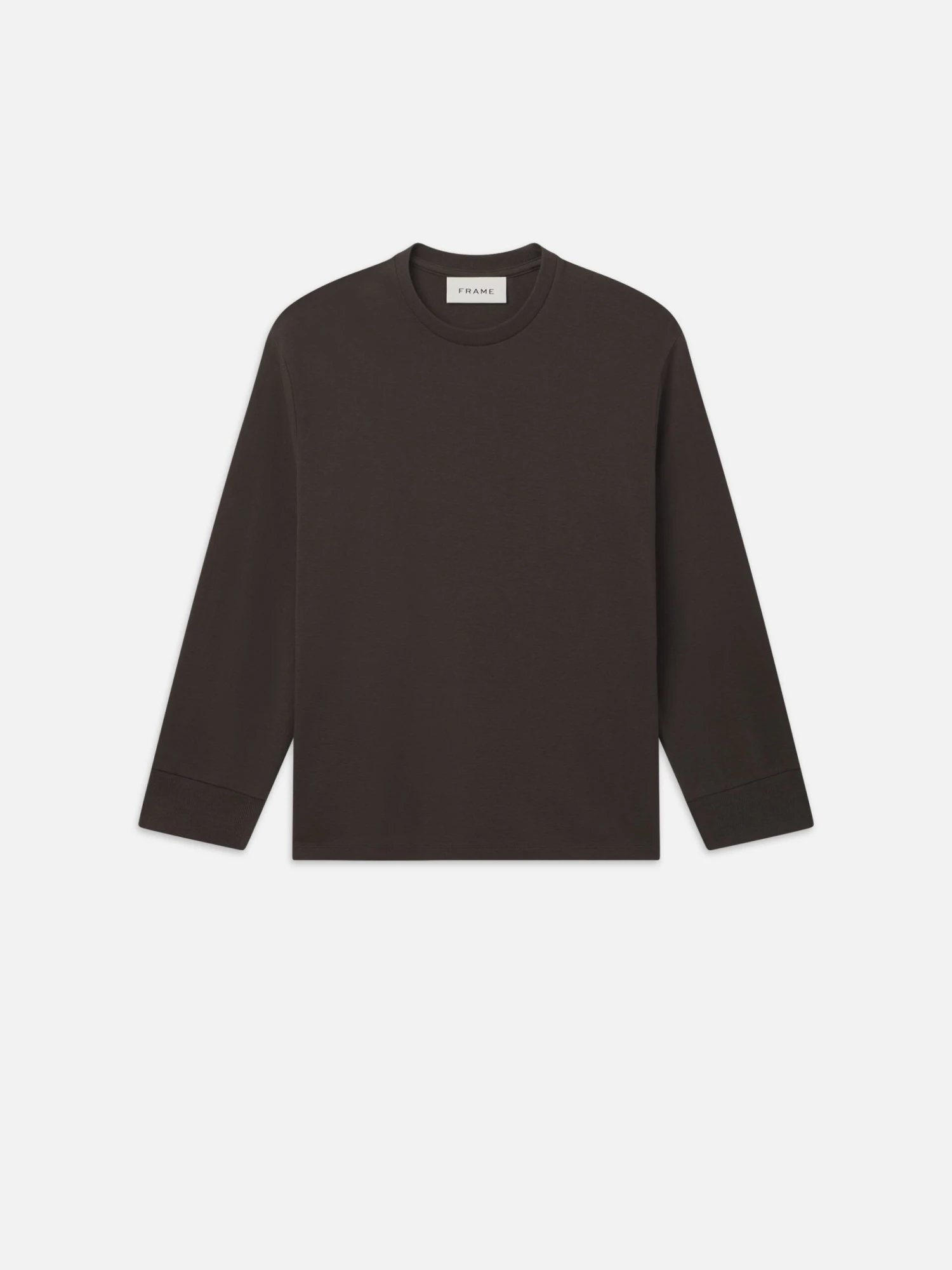 Duo Fold Long Sleeve Crew in Dark Taupe β Premium Double-Knit Textured Tee 1 Duo Fold Long Sleeve Crew in Dark Taupe β Premium Double-Knit Textured Tee