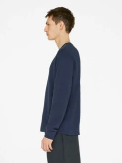 Duo Fold Long Sleeve Crewneck Tee in Navy – Premium Double-Knit Textured Shirt -FRAME Clothing Shop LMTS0377 NAVY FRSU23EC MENS DAY 02 0203HR