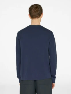 Duo Fold Long Sleeve Crewneck Tee in Navy – Premium Double-Knit Textured Shirt -FRAME Clothing Shop LMTS0377 NAVY FRSU23EC MENS DAY 02 0209HR