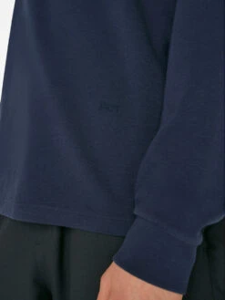 Duo Fold Long Sleeve Crewneck Tee in Navy – Premium Double-Knit Textured Shirt -FRAME Clothing Shop LMTS0377 NAVY FRSU23EC MENS DAY 02 0212HR