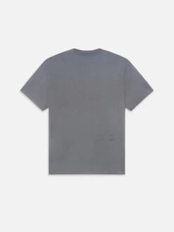 Frame Old Blue Embroidered Logo – Standard Fit Crewneck Cotton Tee -FRAME Clothing Shop LMTS0393 OLBL B