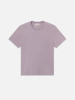 Frame Logo Tee in Old Lavender – Back Embroidered Standard Fit Cotton Crewneck
