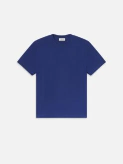 Frame Logo Tee Reflex Blue – Embroidered Back Graphic Crewneck