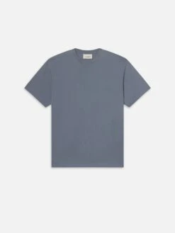 FRAME Logo Tee – Smoky Blue Premium Cotton Crewneck Standard Fit
