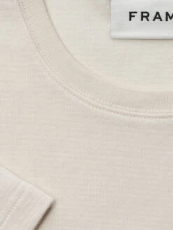 Duo Fold Tee White Sand β Double-Knit Textured Crew Neck Essential 7 Duo Fold Tee White Sand β Double-Knit Textured Crew Neck Essential -FRAME Clothing Shop LMTS0435 WTSD TEXTURE 0019 front texture packshot image