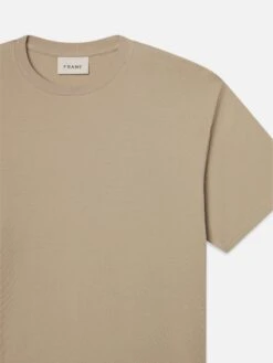 Duo Fold Tee -- Light Beige -FRAME Clothing Shop LMTS0435 LTBG DET top front detail packshot image