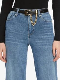 Le Slim Palazzo -- Drizzle -FRAME Clothing Shop LSP793 DRZL WE25ABT003 BLK 1626 V2 jeans front detail image