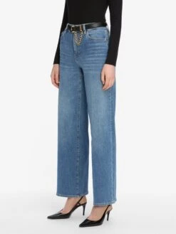 Le Slim Palazzo -- Drizzle -FRAME Clothing Shop LSP793 DRZL WE25ABT003 BLK 1630 jeans side angle image