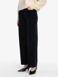 Le Slim Palazzo Corduroy -- Navy -FRAME Clothing Shop LSP820 NAVY 7855 pants side angle image