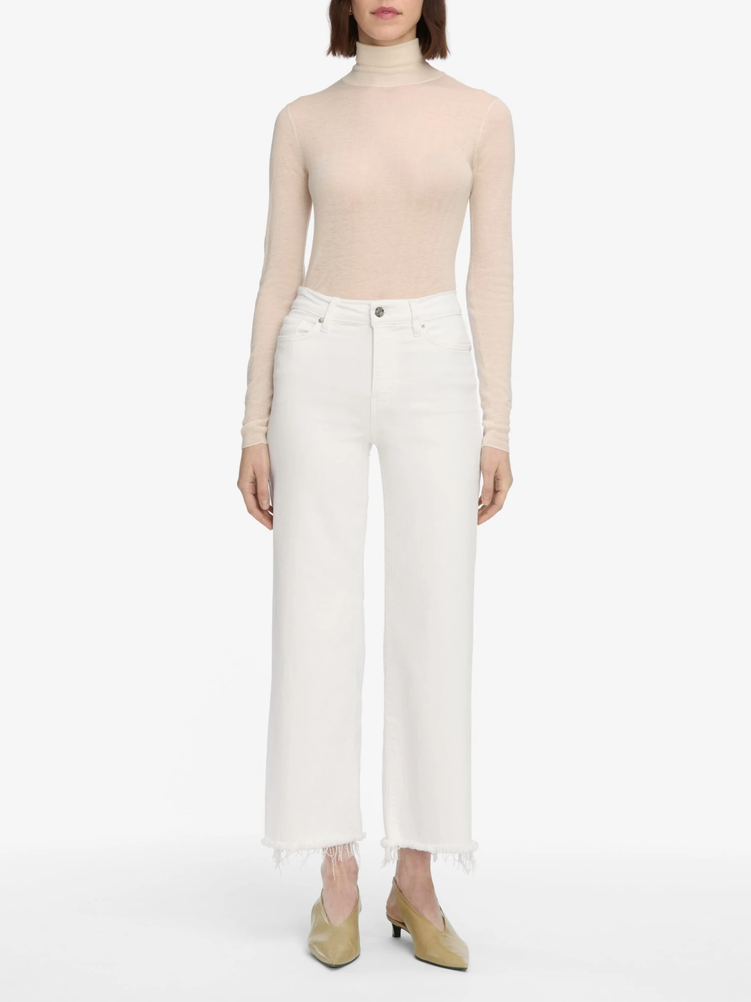 Le Slim Palazzo Crop -- White Raw Fray 2 Le Slim Palazzo Crop -- White Raw Fray - Image 2
