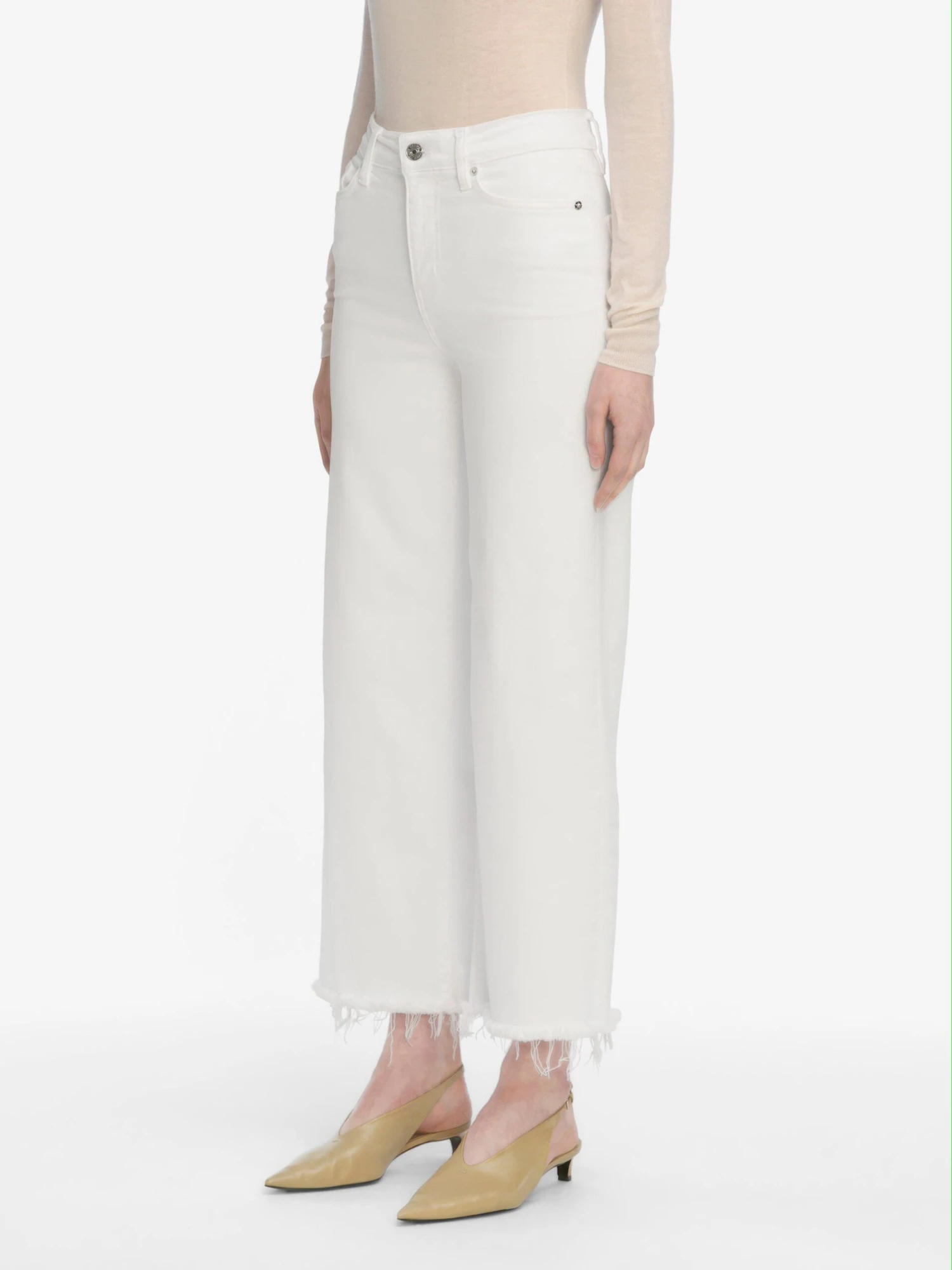 Le Slim Palazzo Crop -- White Raw Fray 5 Le Slim Palazzo Crop -- White Raw Fray - Image 5