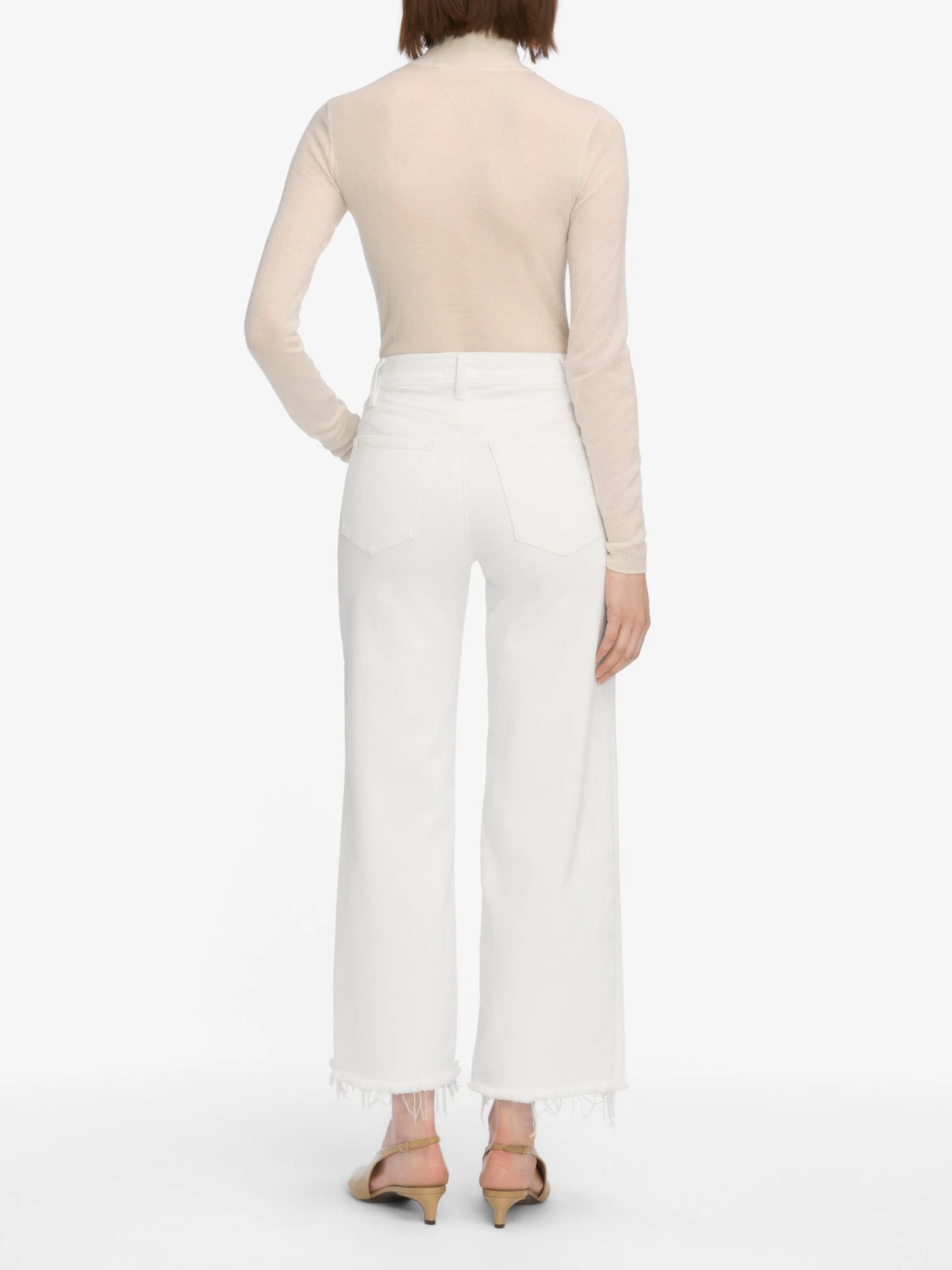 Le Slim Palazzo Crop -- White Raw Fray 7 Le Slim Palazzo Crop -- White Raw Fray - Image 7