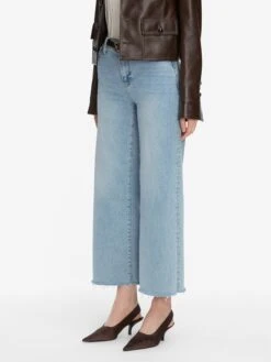 Le Slim Palazzo Crop -- Tribute Raw Fray -FRAME Clothing Shop LSPCRF814Z TBRF 1785 V2 jeans side angle image