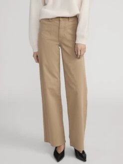 Le Slim Palazzo Modernist Pocket -- Khaki 9 Le Slim Palazzo Modernist Pocket -- Khaki -FRAME Clothing Shop LSPIP236 KHAK 3881 pants front image