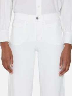 Le Slim Palazzo Modernist Pocket -- White 8 Le Slim Palazzo Modernist Pocket -- White -FRAME Clothing Shop LSPIP238 WHT 1753 jeans front detail image