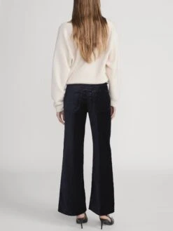Le Slim Palazzo Modernist Pocket -- Navy Velvet 12 Le Slim Palazzo Modernist Pocket -- Navy Velvet -FRAME Clothing Shop LSPIP411 NVYV 3161 pants back image