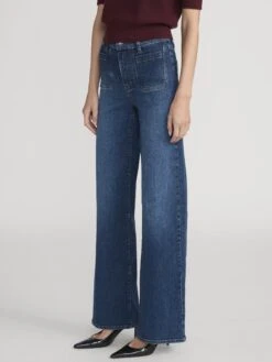 Le Slim Palazzo Modernist Pocket -- Savior 11 Le Slim Palazzo Modernist Pocket -- Savior -FRAME Clothing Shop LSPIP814 SAVR WP26KSW068 CBNT 0032 jeans side angle image