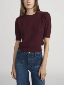 The Chain Pointelle Sweater -- Cabernet -FRAME Clothing Shop LSPIP814 SAVR WP26KSW068 CBNT 0036 sweater front image