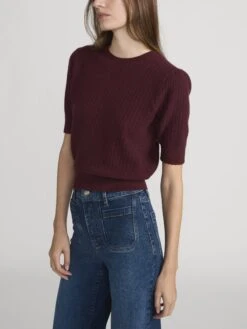The Chain Pointelle Sweater -- Cabernet -FRAME Clothing Shop LSPIP814 SAVR WP26KSW068 CBNT 0048 sweater side angle image