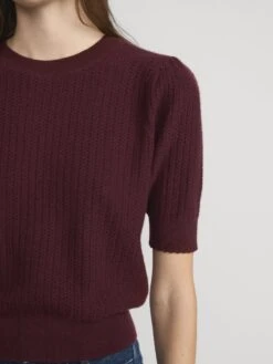 The Chain Pointelle Sweater -- Cabernet -FRAME Clothing Shop LSPIP814 SAVR WP26KSW068 CBNT 0056 sweater front detail image
