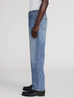 Collegiate Blue Relaxed Straight Leg Jean – Sustainable Regenerative Cotton Denim 9 Collegiate Blue Relaxed Straight Leg Jean – Sustainable Regenerative Cotton Denim -FRAME Clothing Shop M007DPA105 CLLG 0451 jeans side image