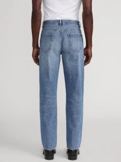 Collegiate Blue Relaxed Straight Leg Jean – Sustainable Regenerative Cotton Denim 10 Collegiate Blue Relaxed Straight Leg Jean – Sustainable Regenerative Cotton Denim -FRAME Clothing Shop M007DPA105 CLLG 0458 jeans back image