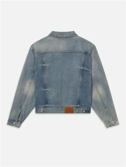 The Society Archive Midfield Destructed Vintage Denim Jacket - Distressed Blue Non-Stretch -FRAME Clothing Shop M013DJA210 MFDS B 1 jacket back packshot image
