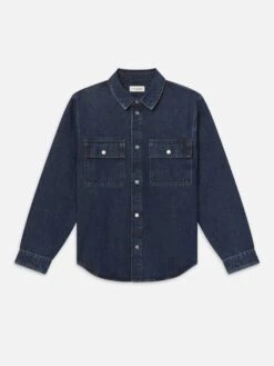 Lovell Long Sleeve Premium Cotton Denim Overshirt – Dual Pocket Relaxed Fit Shirt