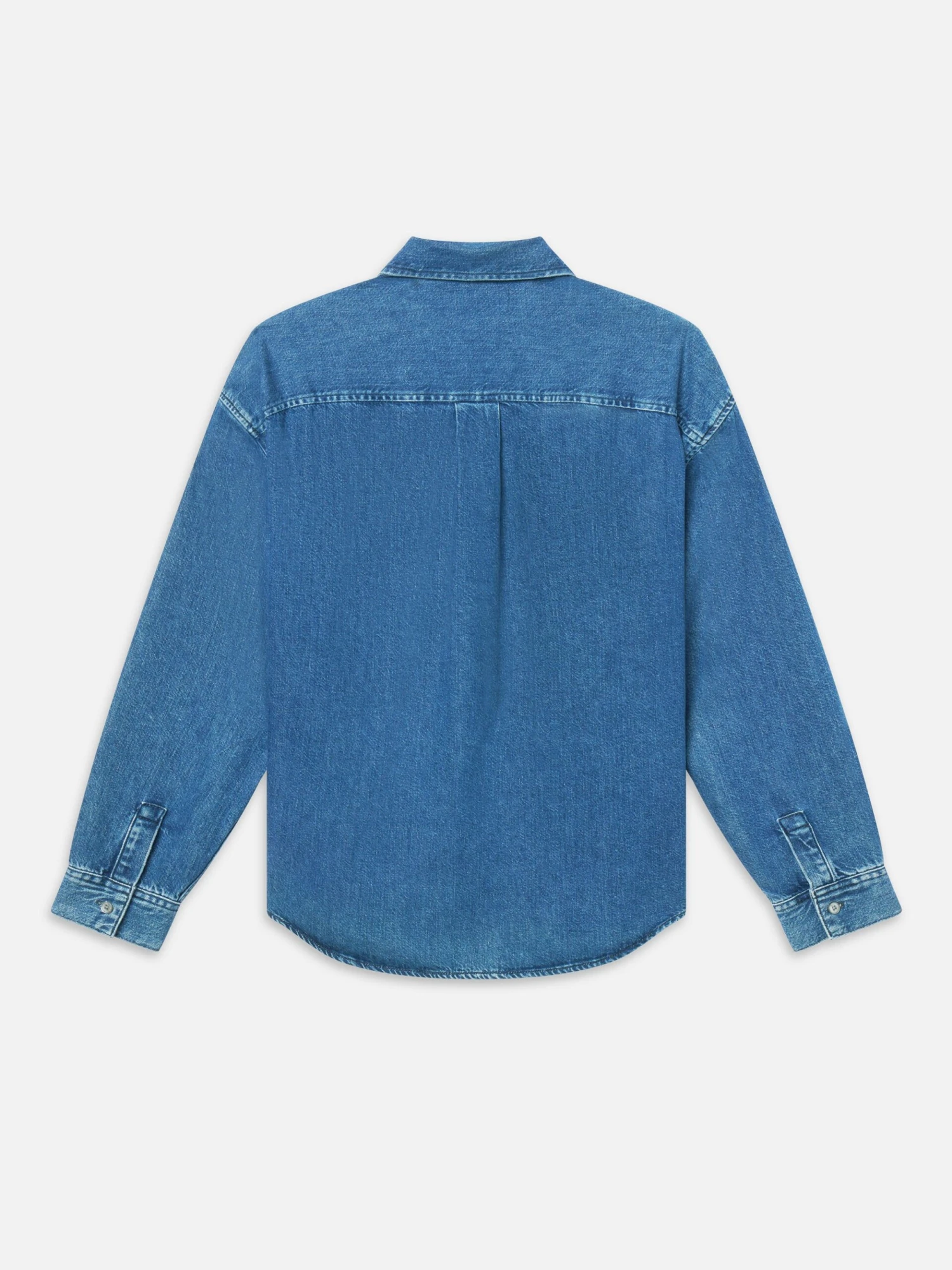 Palma Relaxed Fit Button Down Denim Shirt – Classic Blue Minimalist Style 3 Palma Relaxed Fit Button Down Denim Shirt – Classic Blue Minimalist Style - Image 3