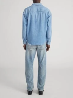 Relaxed Denim Shirt in Voltage Blue – Distressed Vintage Fit -FRAME Clothing Shop M032DWT744 VLTG 2584 shirt back image