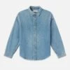 Relaxed Denim Shirt in Voltage Blue – Distressed Vintage Fit