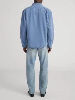 Classic Cotton Shirt Slate Blue – Pointed Collar Modern Tailored Shirt -FRAME Clothing Shop M035DWT362 SLBL 2788 shirt back image