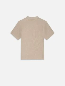 Jacquard Polo Summer Beige – Premium Textured Cotton Open V-Neck Shirt 5 Jacquard Polo Summer Beige – Premium Textured Cotton Open V-Neck Shirt -FRAME Clothing Shop ME24JSH005 SUBE B polo back packshot image