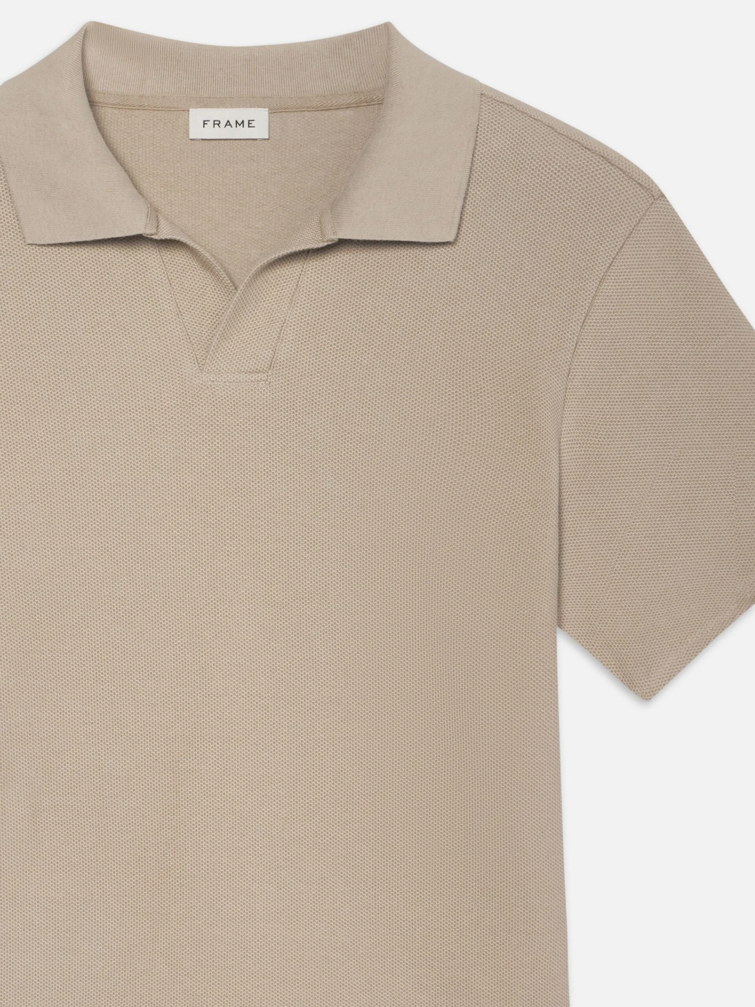 Jacquard Polo Summer Beige – Premium Textured Cotton Open V-Neck Shirt 2 Jacquard Polo Summer Beige – Premium Textured Cotton Open V-Neck Shirt - Image 2