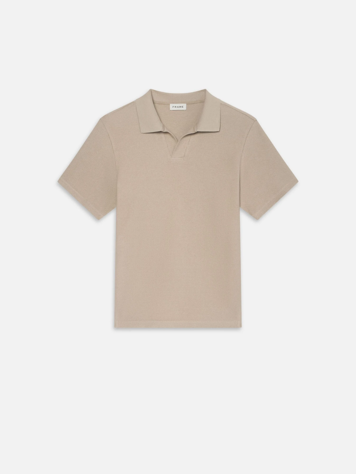 Jacquard Polo Summer Beige – Premium Textured Cotton Open V-Neck Shirt 1 Jacquard Polo Summer Beige – Premium Textured Cotton Open V-Neck Shirt