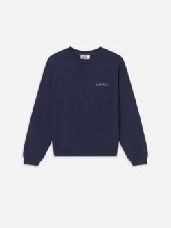 Sotheby's Navy Blue Heavyweight Cotton Logo – V-Stitch Relaxed Fit Crewneck Sweatshirt